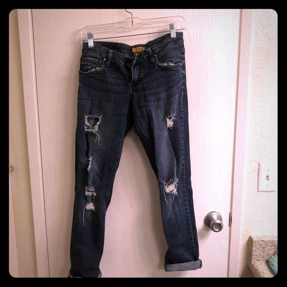 See Thru Soul Blue Ripped Jeans